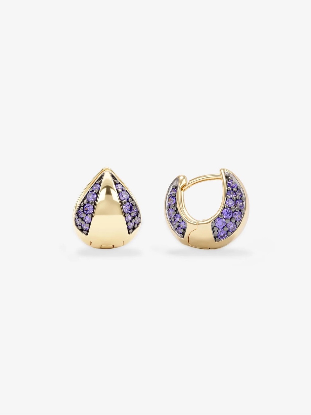 💜💜💜Melinda Maria Gold Teardrop & Hoop Earrings with Simulated Amethysts 💜💜💜